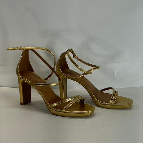 CHINESE LAUNDRY Women's Gold Metallic Taryn Strappy Square-Toe Sandals SZ 9 - Picture 2 of 12
